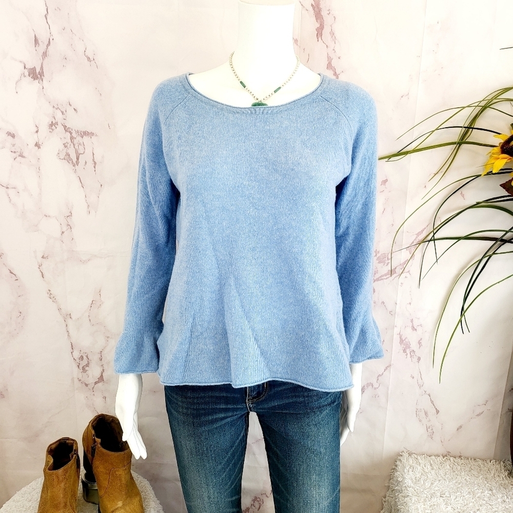White + Warren cashmere light powder blue sweater